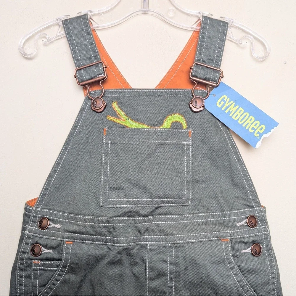 GYMBOREE VTG 2005 Alligator Green Short Overalls Shortalls 12-18 Mos New NWT